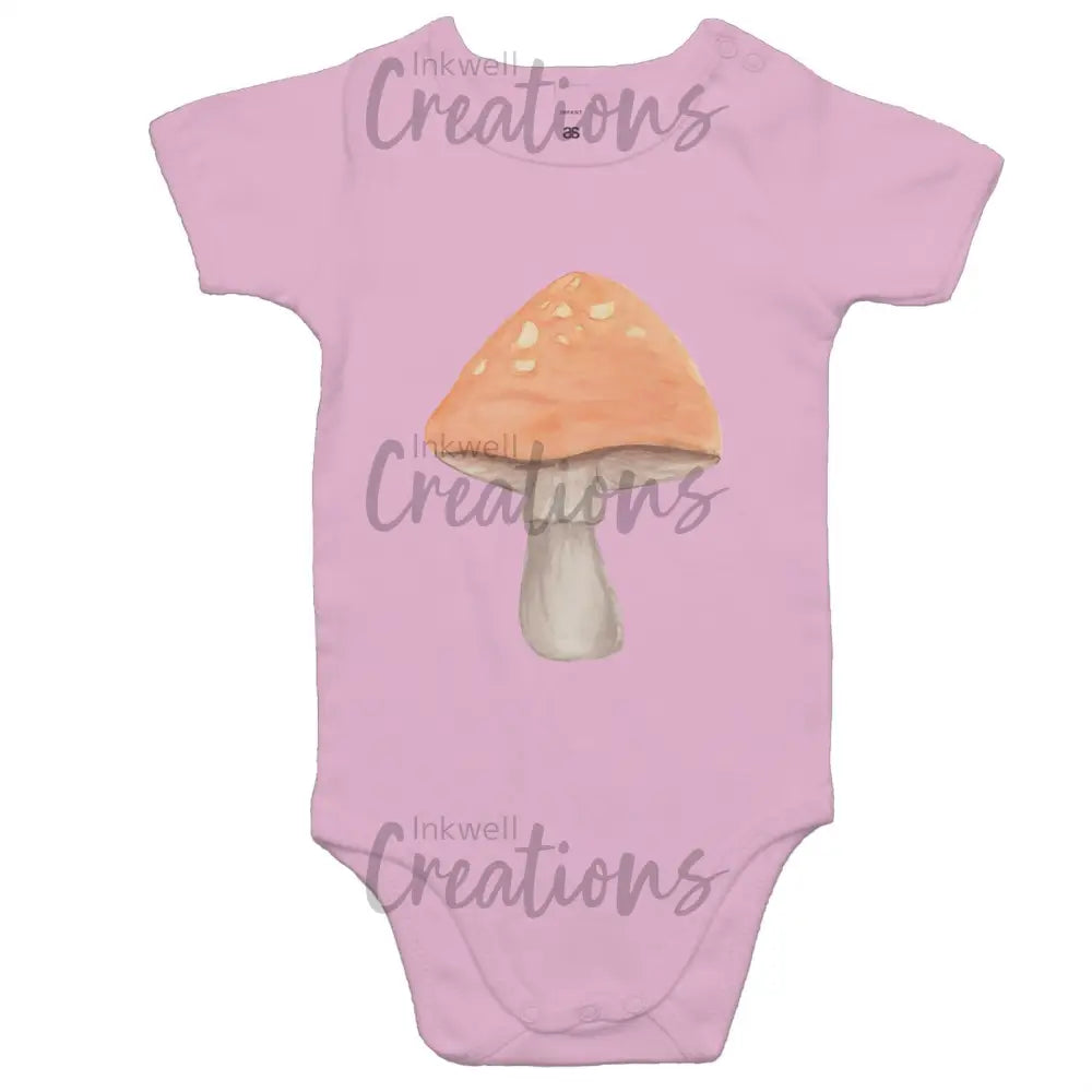 Mushroom - Baby Onesie Romper Pink / 0-3M