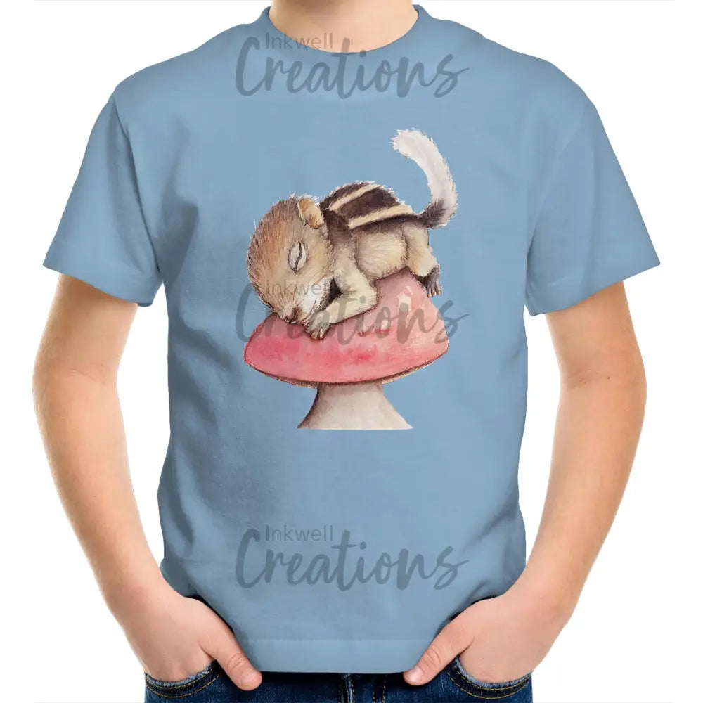 Sleeping Squirrel - Kids T-Shirt Carolina Blue / 2