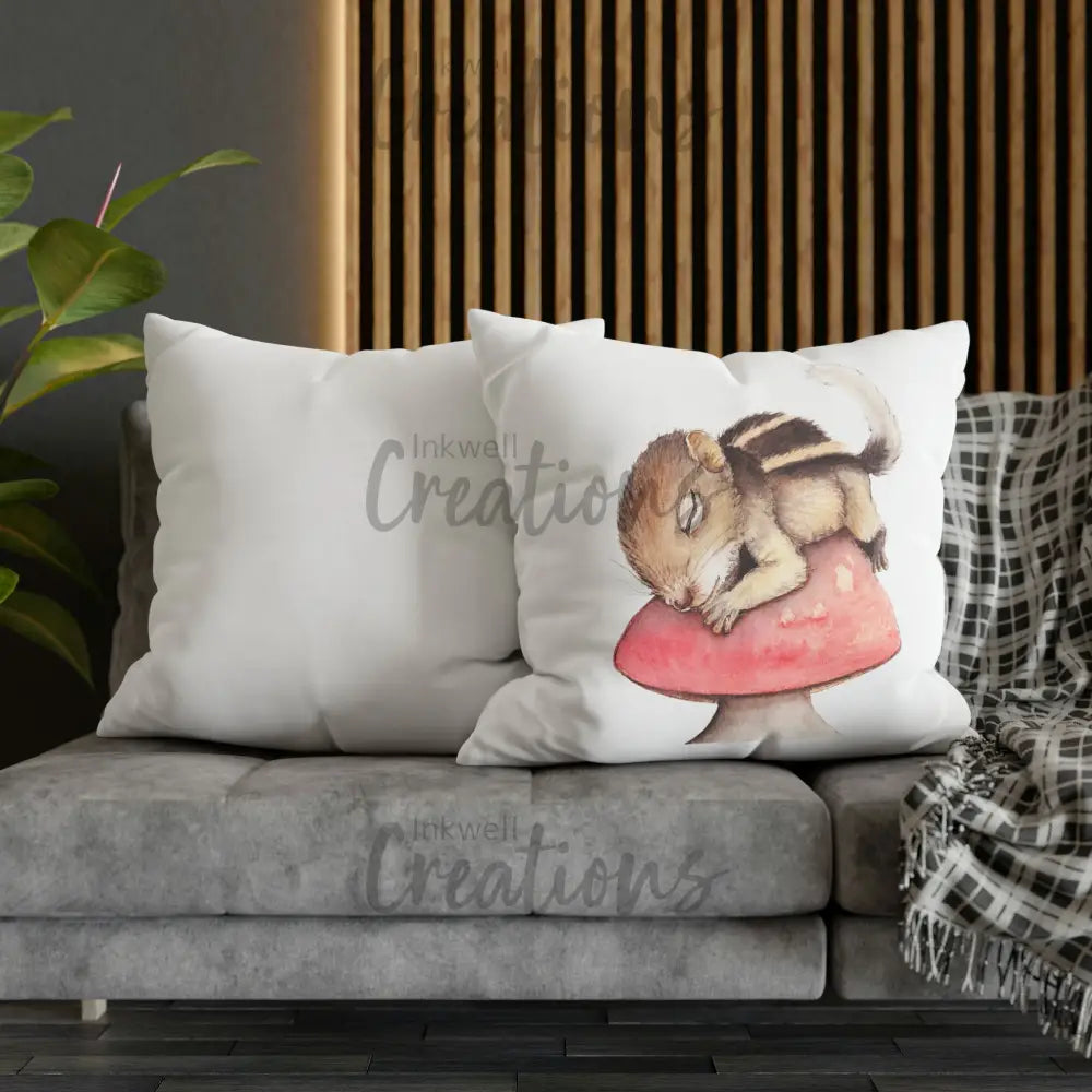 Sleeping Squirrel - Polyester Cushion Cover Home Decor