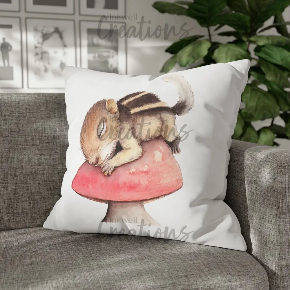 Sleeping Squirrel - Polyester Cushion Cover Home Decor