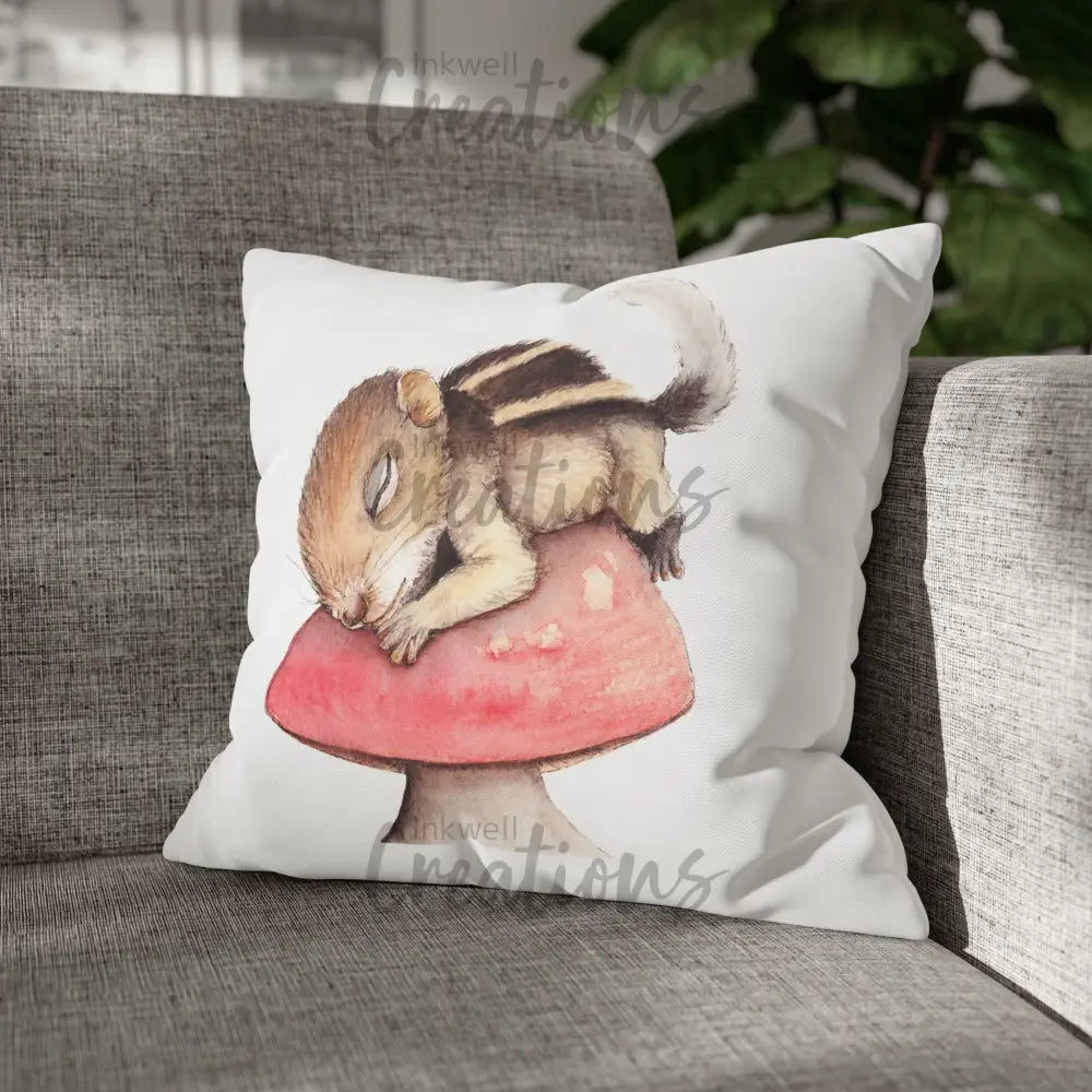Sleeping Squirrel - Polyester Cushion Cover Home Decor