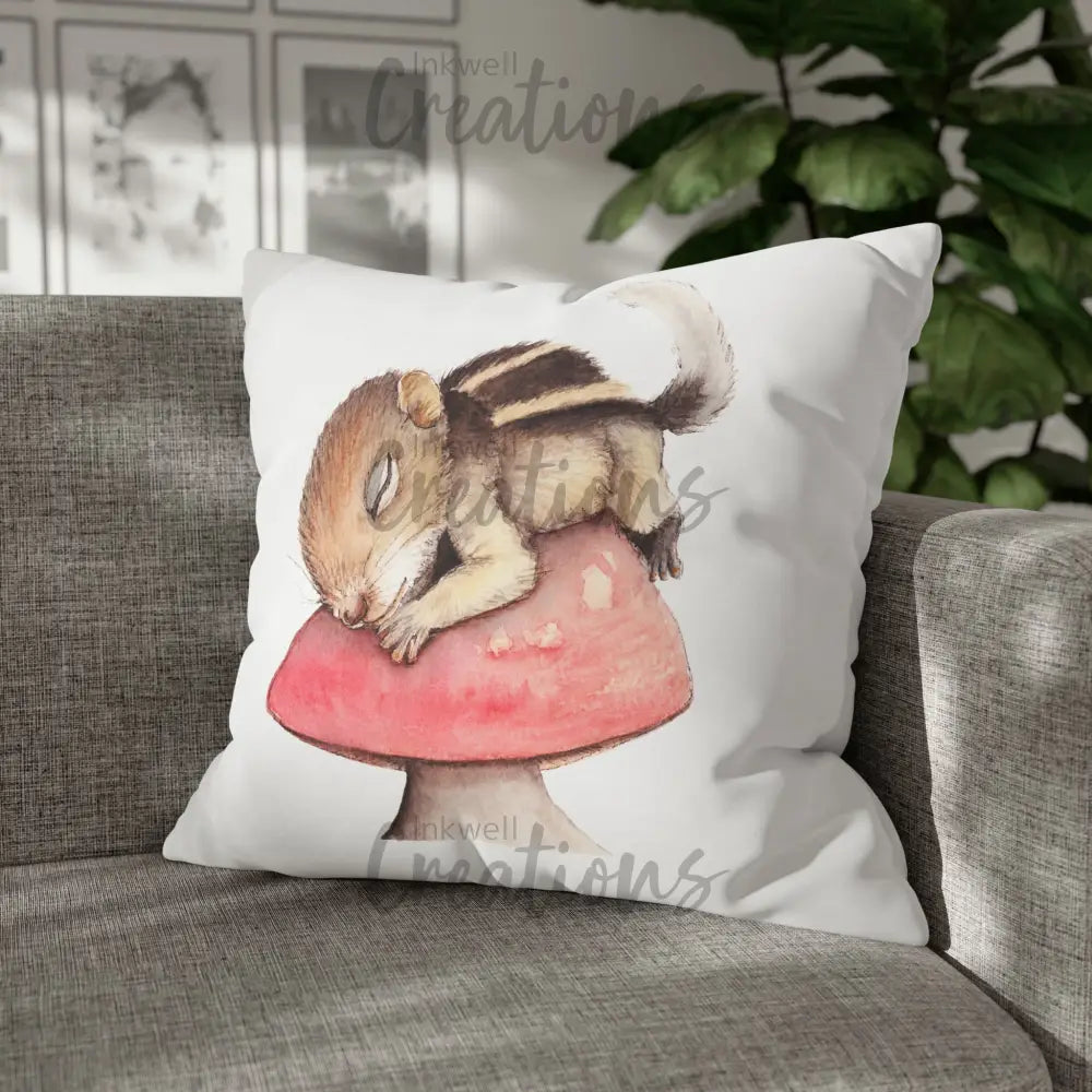Sleeping Squirrel - Polyester Cushion Cover Home Decor