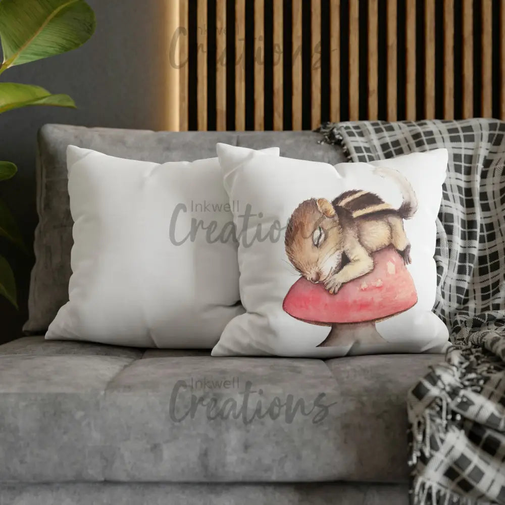 Sleeping Squirrel - Polyester Cushion Cover Home Decor