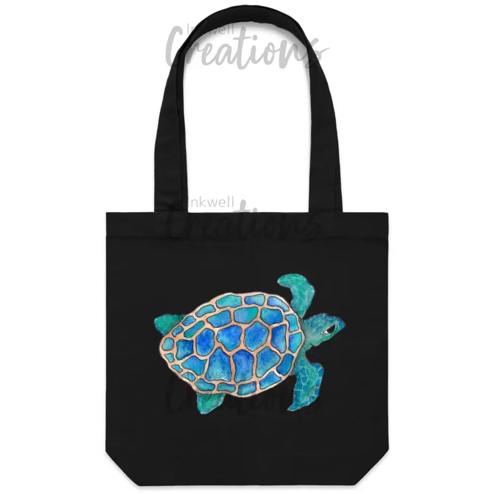 Turtle - Carrie Canvas Tote Bag Black / One Size