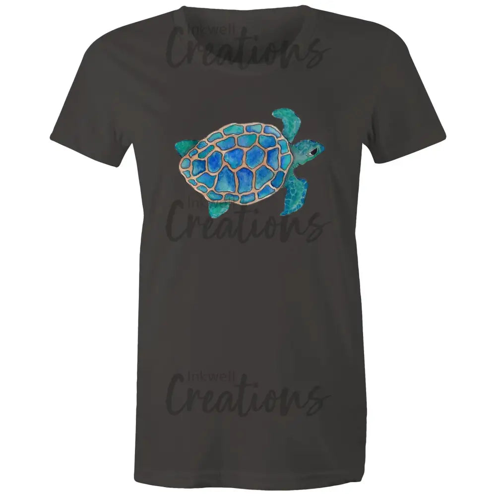 Turtle - Womens Maple Tee Charcoal / Extra Small