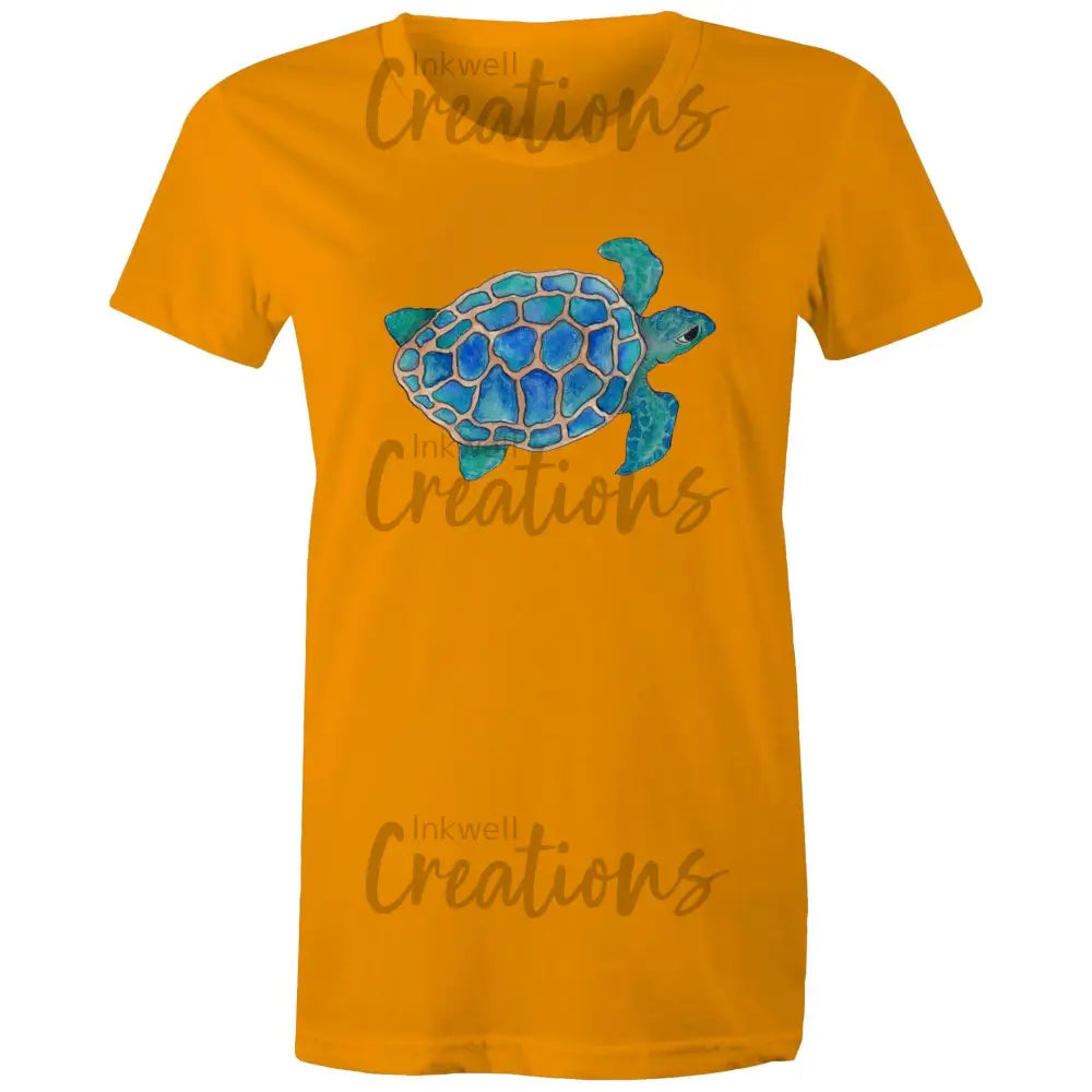 Turtle - Womens Maple Tee Orange / Extra Small