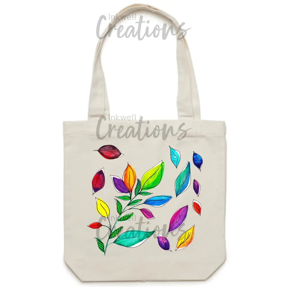 Watercolour Leaves - Carrie Canvas Tote Bag Cream / One Size