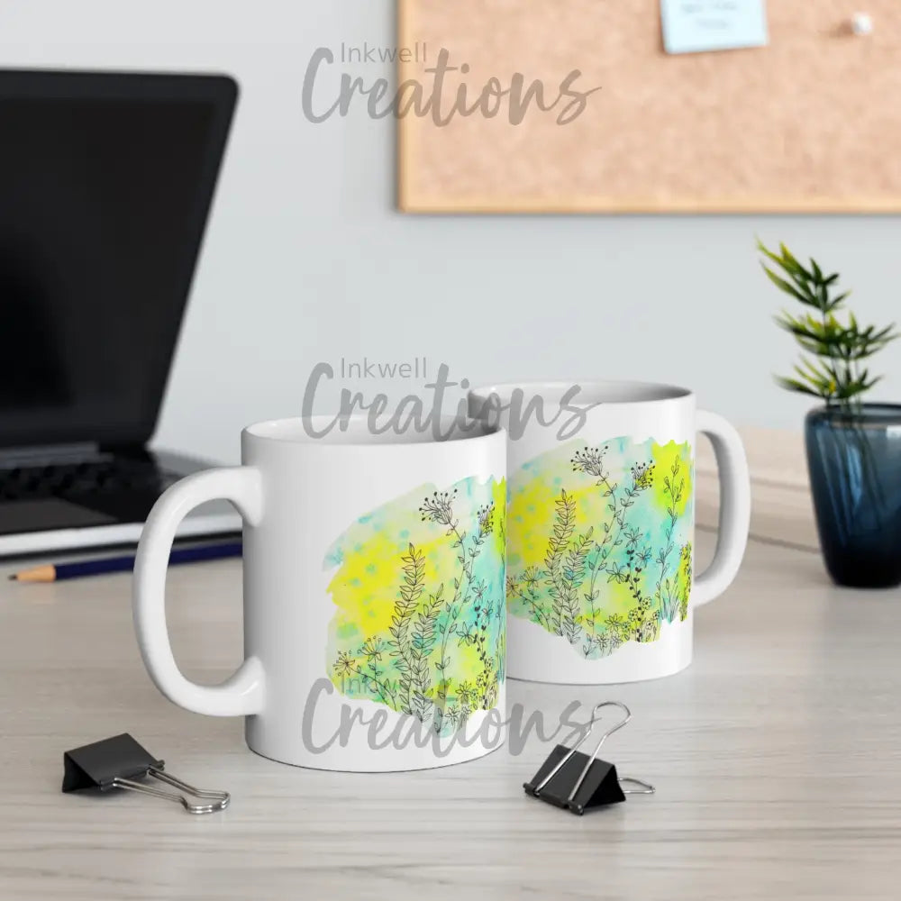Watercolour Leaves - Mug 11Oz