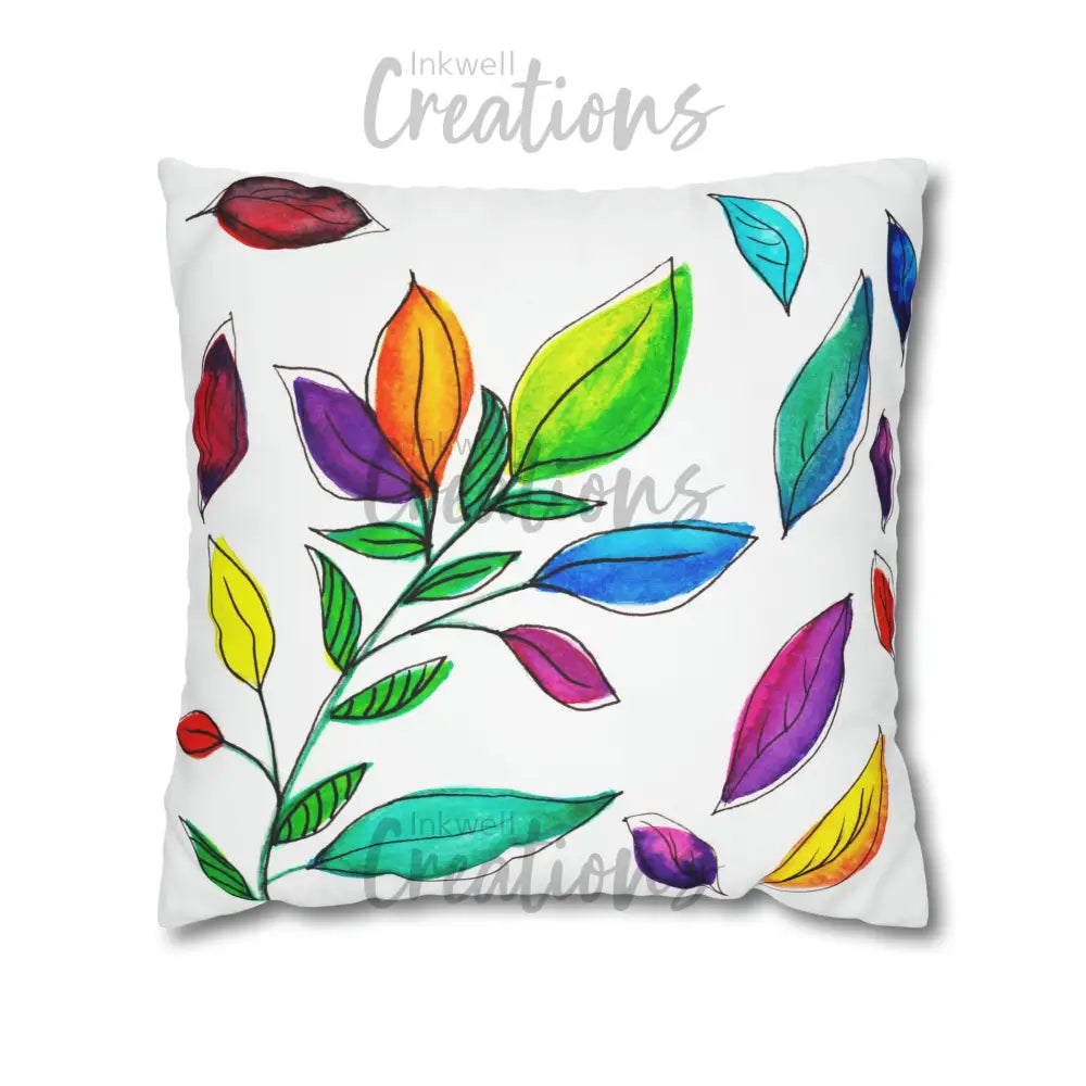 Watercolour Leaves - Polyester Cushion Cover 20 × Home Decor