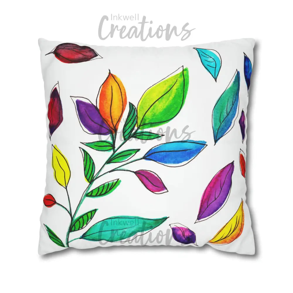 Watercolour Leaves - Polyester Cushion Cover 24 × Home Decor