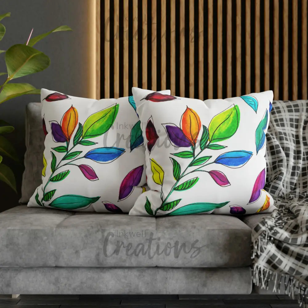 Watercolour Leaves - Polyester Cushion Cover Home Decor
