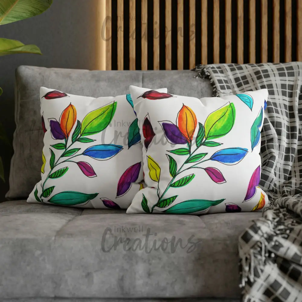 Watercolour Leaves - Polyester Cushion Cover Home Decor