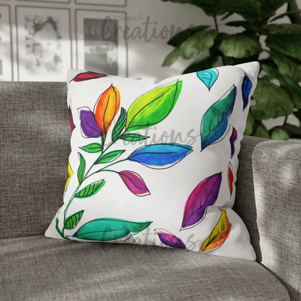 Watercolour Leaves - Polyester Cushion Cover Home Decor