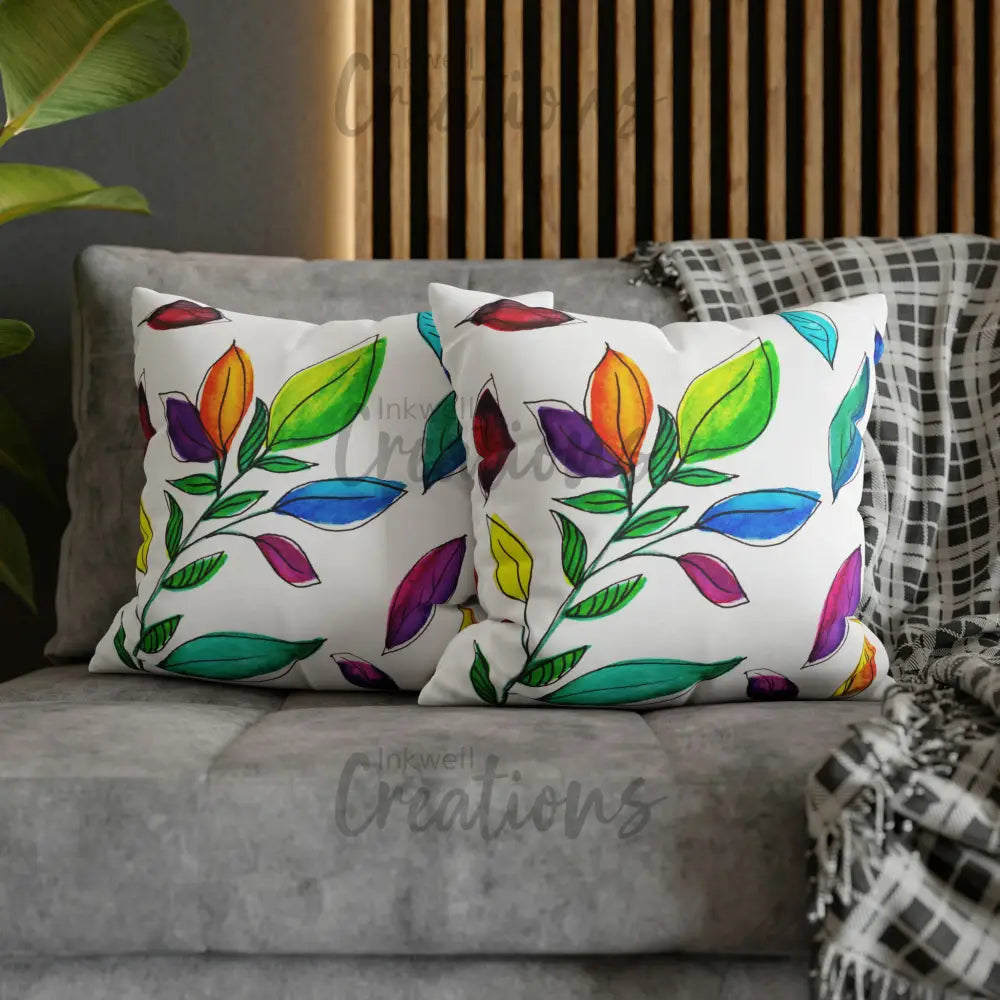 Watercolour Leaves - Polyester Cushion Cover Home Decor