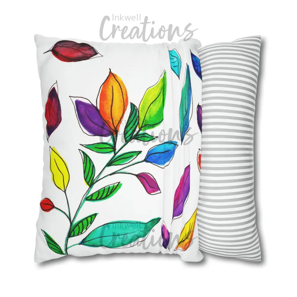 Watercolour Leaves - Polyester Cushion Cover Home Decor