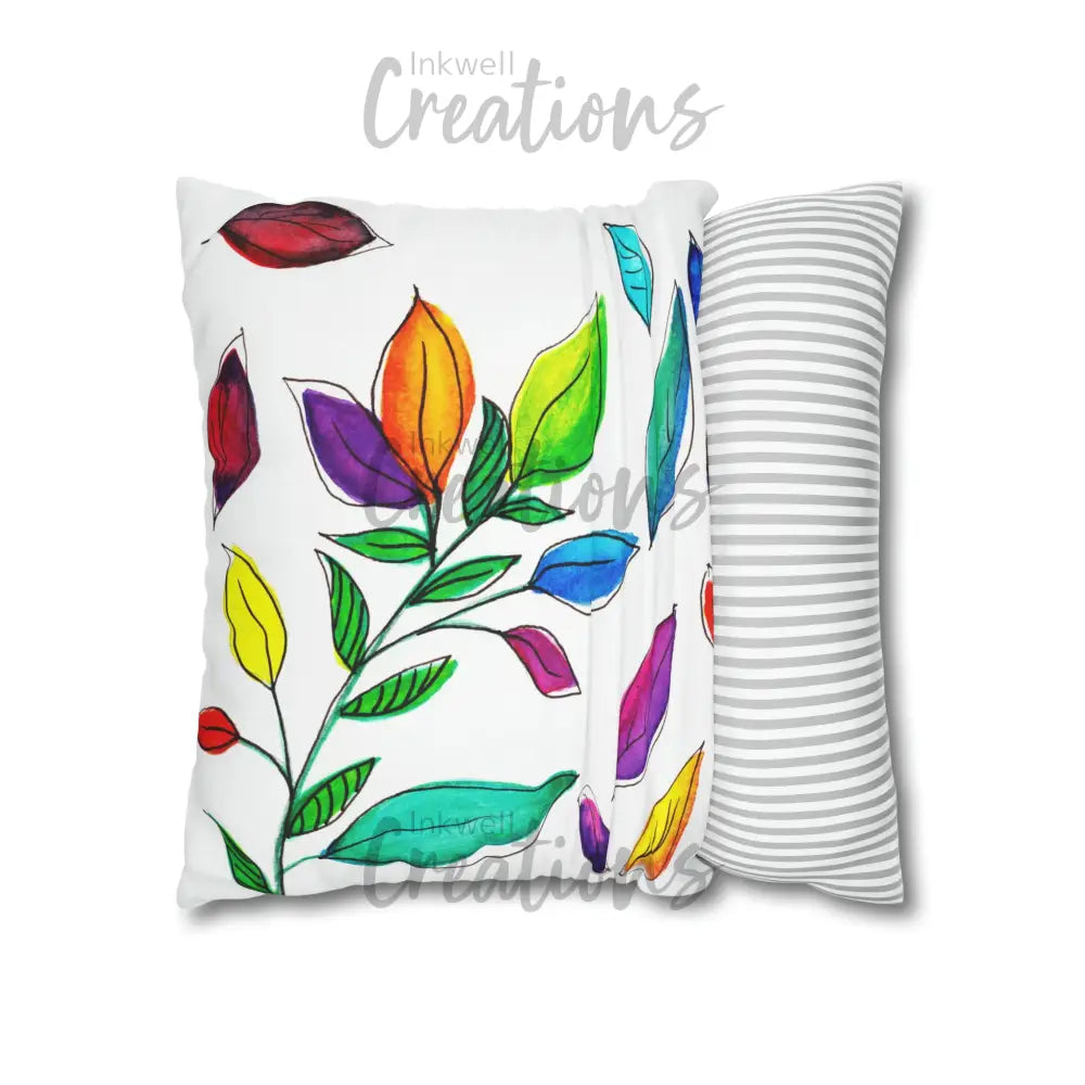 Watercolour Leaves - Polyester Cushion Cover Home Decor
