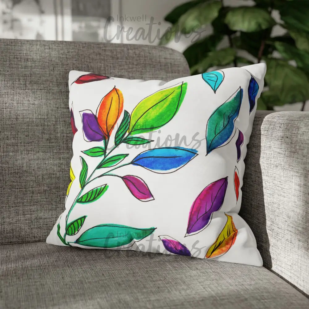 Watercolour Leaves - Polyester Cushion Cover Home Decor