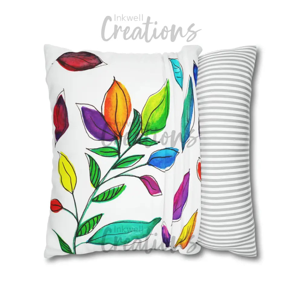 Watercolour Leaves - Polyester Cushion Cover Home Decor