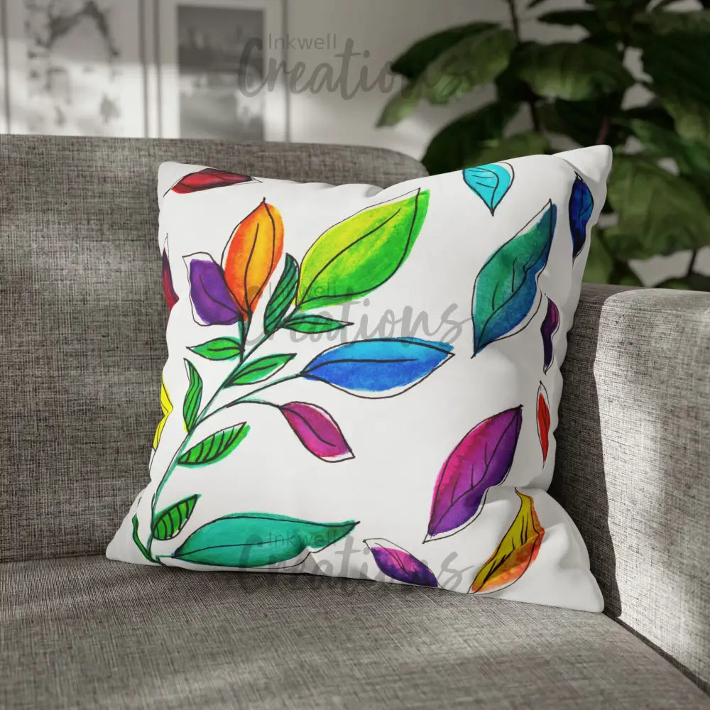 Watercolour Leaves - Polyester Cushion Cover Home Decor