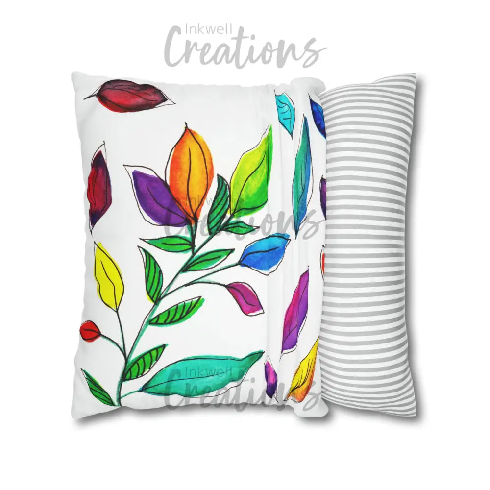 Watercolour Leaves - Polyester Cushion Cover Home Decor