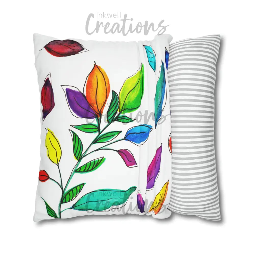 Watercolour Leaves - Polyester Cushion Cover Home Decor
