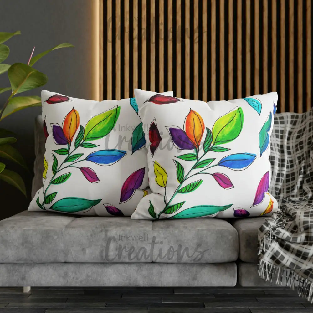Watercolour Leaves - Polyester Cushion Cover Home Decor