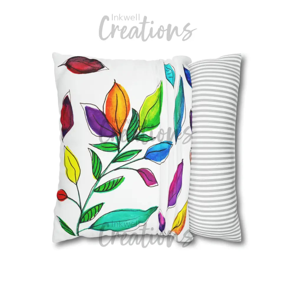 Watercolour Leaves - Polyester Cushion Cover Home Decor