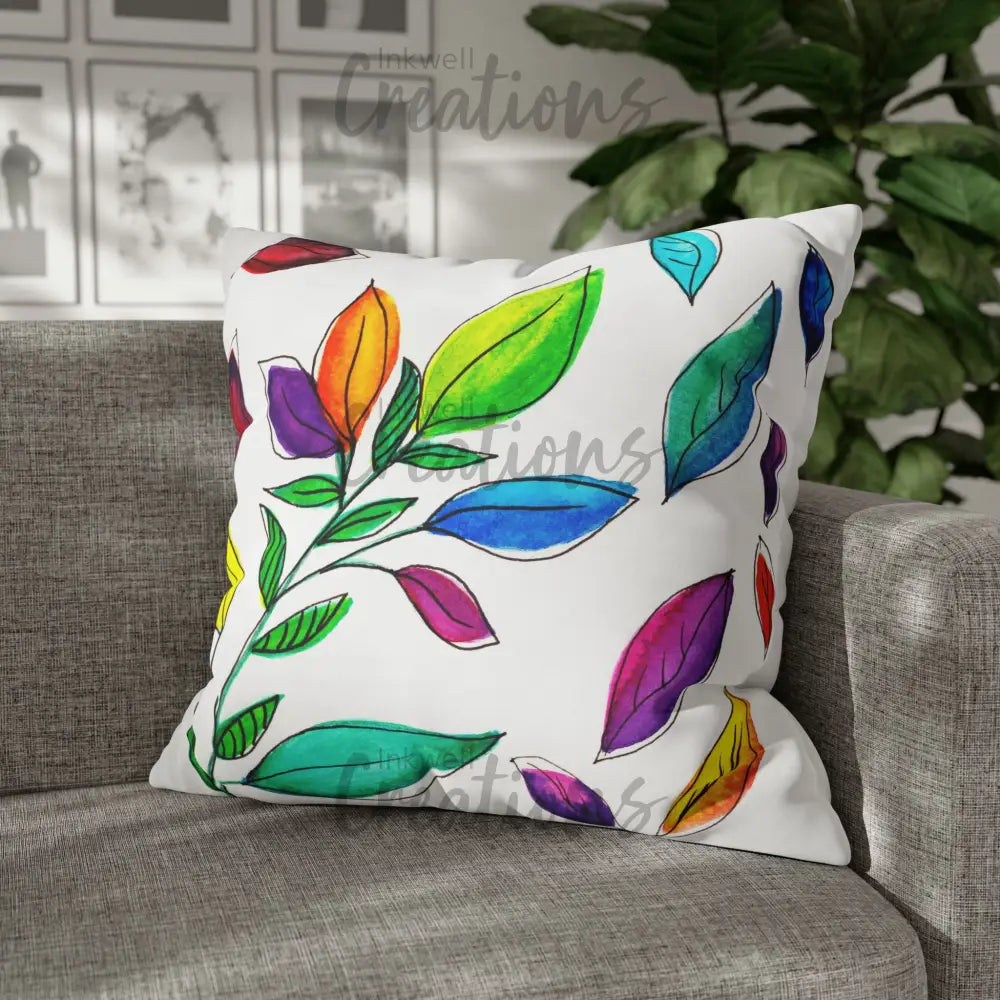 Watercolour Leaves - Polyester Cushion Cover Home Decor