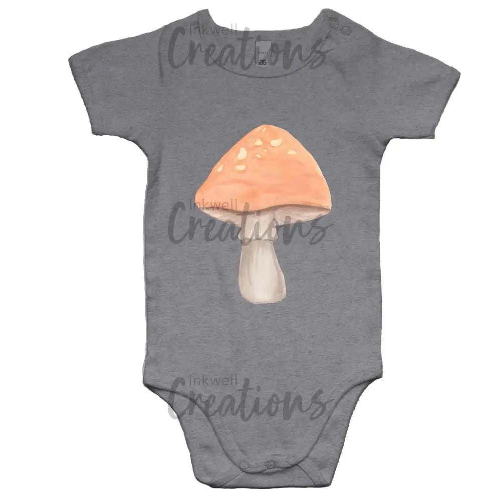 Mushroom - Baby Onesie Romper Grey Marle / 0-3M
