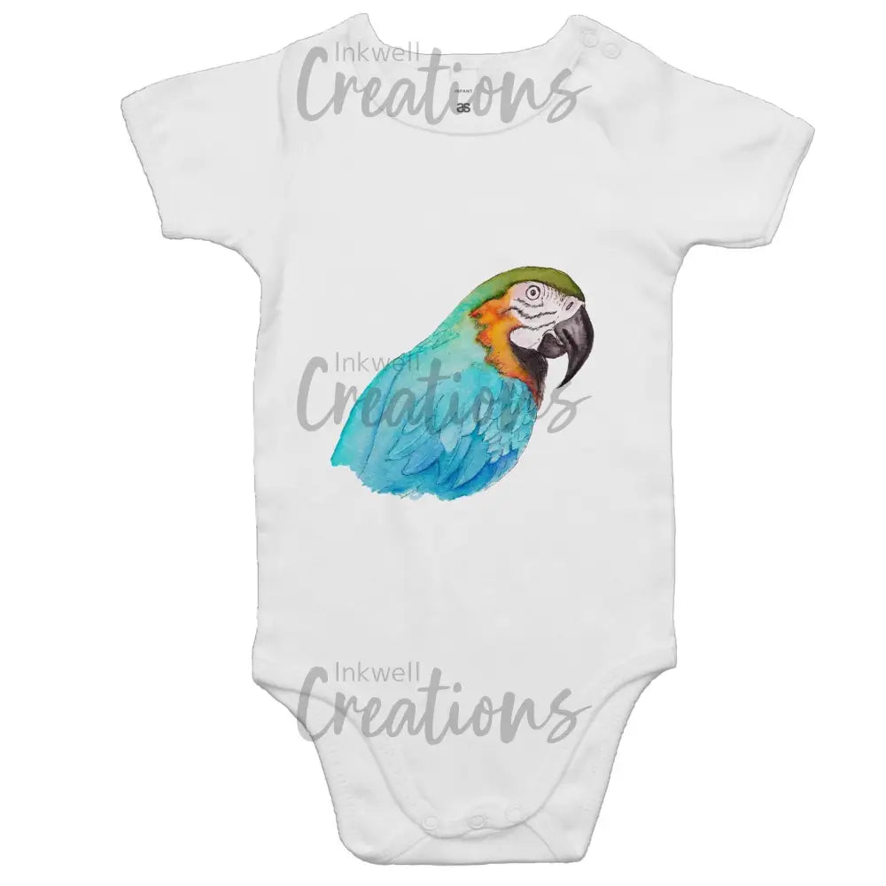 Parrot - Baby Onesie Romper White / 0-3M