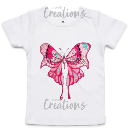 Pink Butterfly - Infant Tee White / 0-3M