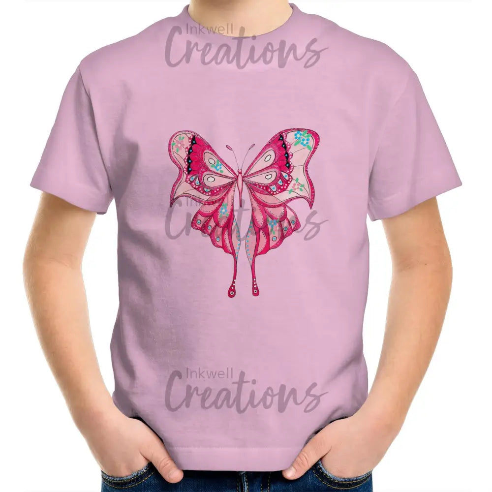 Pink Butterfly - Kids T-Shirt / 2