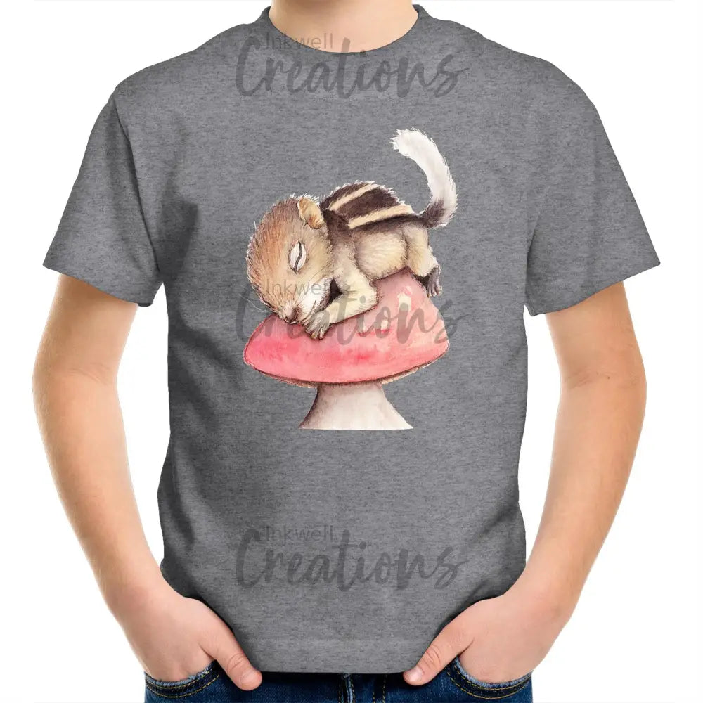 Sleeping Squirrel - Kids T-Shirt Grey Marle / 2