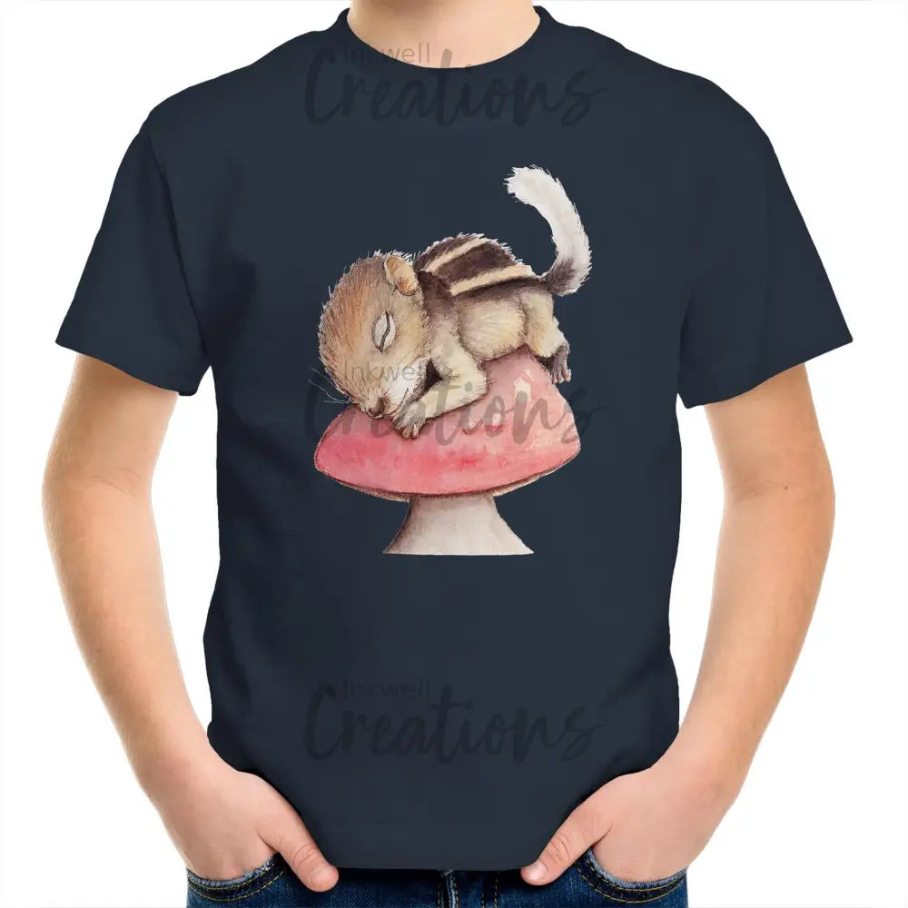 Sleeping Squirrel - Kids T-Shirt Navy / 2