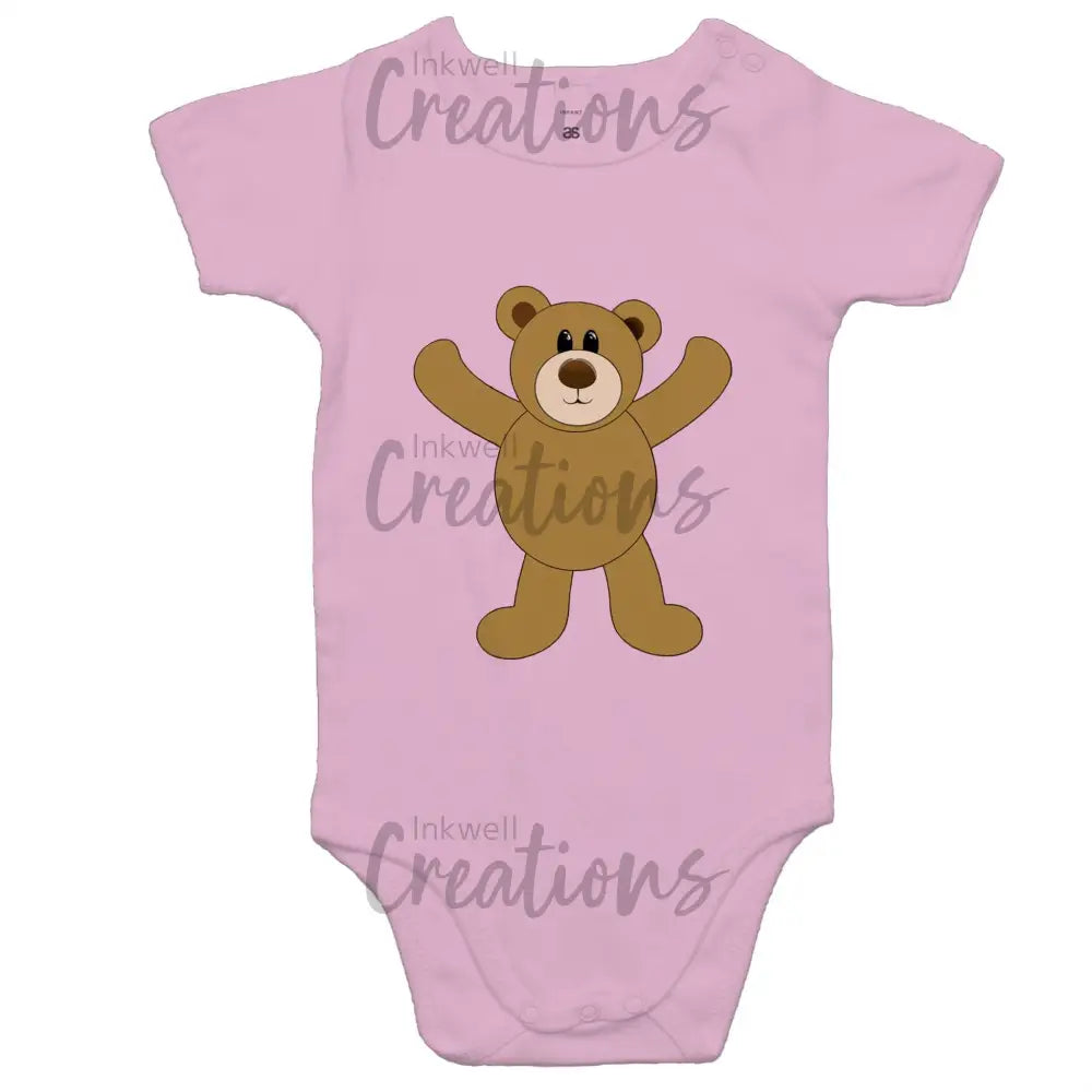 Teddy Bear - Baby Onesie Romper Pink / 0-3M