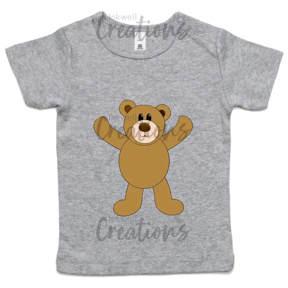 Teddy Bear - Infant Wee Tee Grey Marle / 0-3M