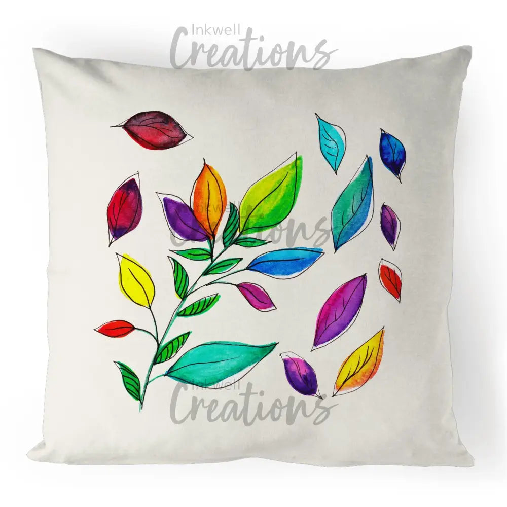 Watercolour Leaves 100% European Linen Cushion Cover