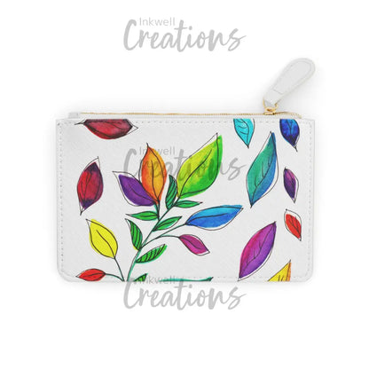 Watercolour Leaves - Mini Clutch Bag 6.3 X 4 / White Bags
