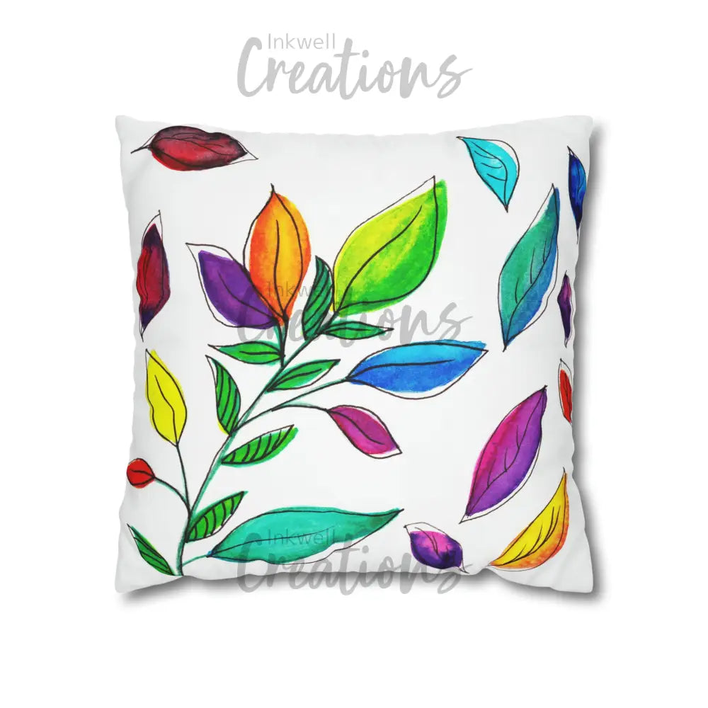 Watercolour Leaves - Polyester Cushion Cover 18 × Home Decor
