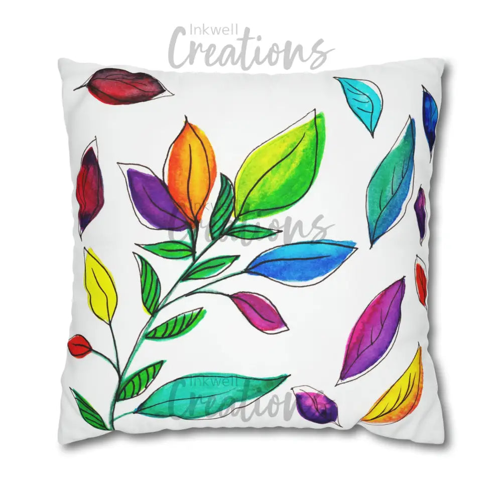 Watercolour Leaves - Polyester Cushion Cover 26 × Home Decor