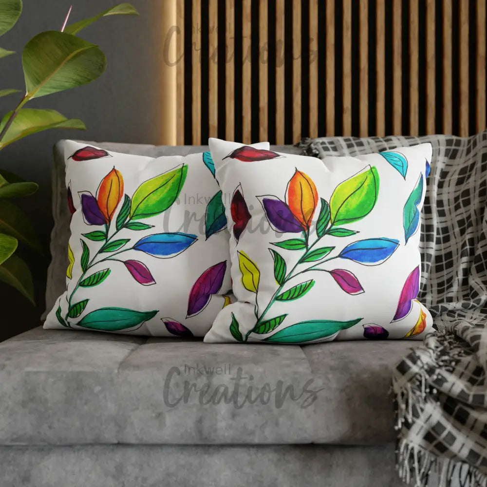 Watercolour Leaves - Polyester Cushion Cover Home Decor