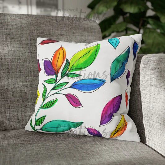 Watercolour Leaves - Polyester Cushion Cover Home Decor